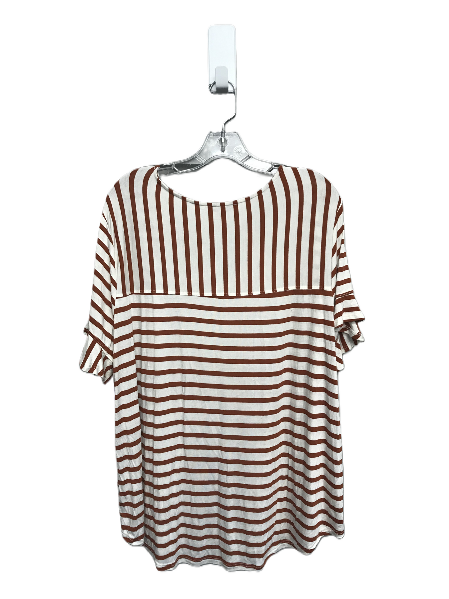 Striped Pattern Top Short Sleeve By Green Envelope, Size: 2x