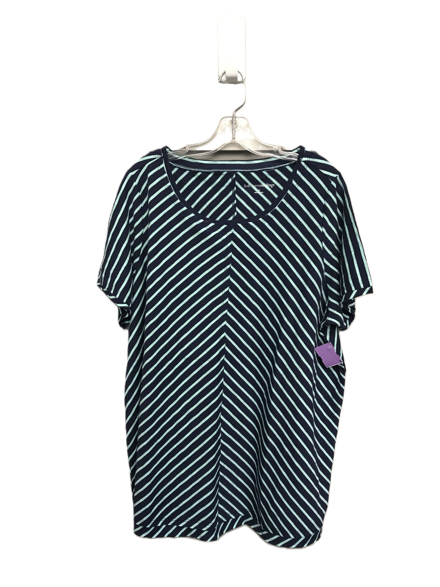 Striped Pattern Top Short Sleeve By Soft Surroundings, Size: 1x