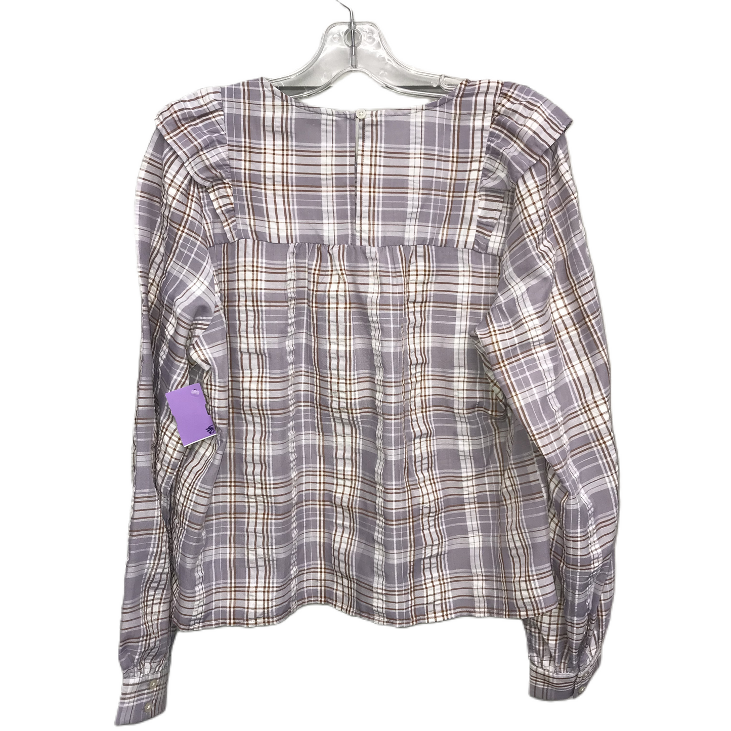 Top Long Sleeve By Loft In Plaid Pattern, Size: M