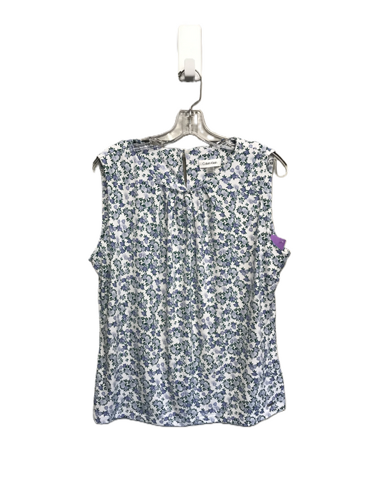 Floral Print Top Sleeveless By Calvin Klein, Size: Xl