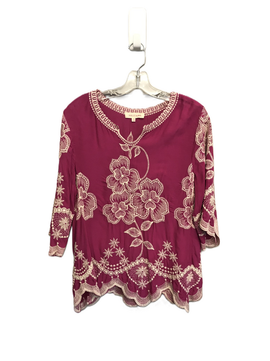 Pink Top Long Sleeve By Solitaire, Size: M