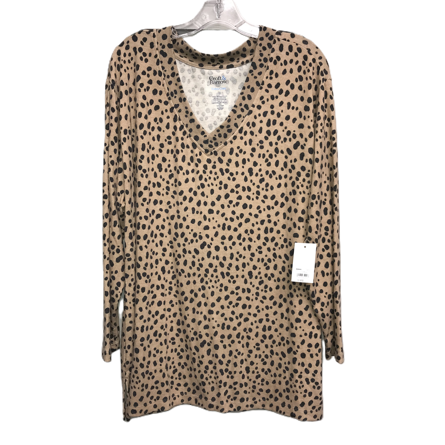 Top Long Sleeve By Croft And Barrow In Animal Print, Size: 1x