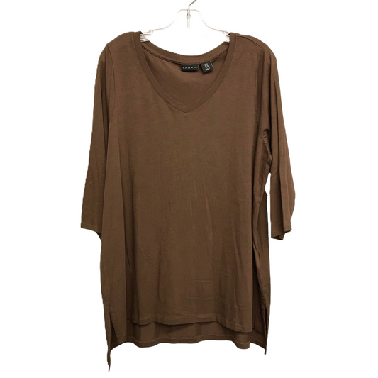 Top Long Sleeve By Tahari By Arthur Levine In Brown, Size: 1x