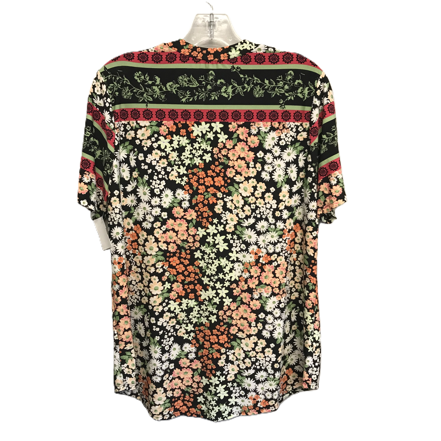 Floral Print Top Short Sleeve By White Birch, Size: L