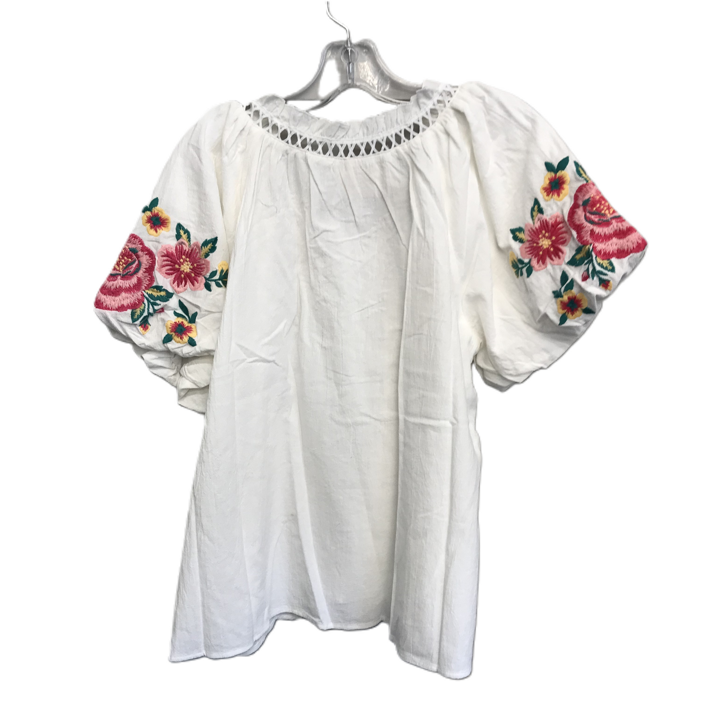 White Top Short Sleeve By Savanna Jane, Size: L