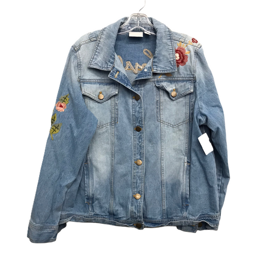 Jacket Denim By Chicos In Blue Denim, Size: Xl