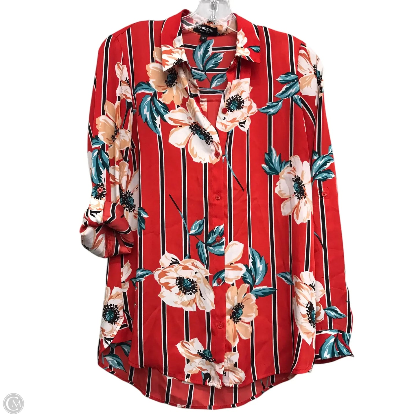 Top Long Sleeve By Express In Floral Print, Size: S