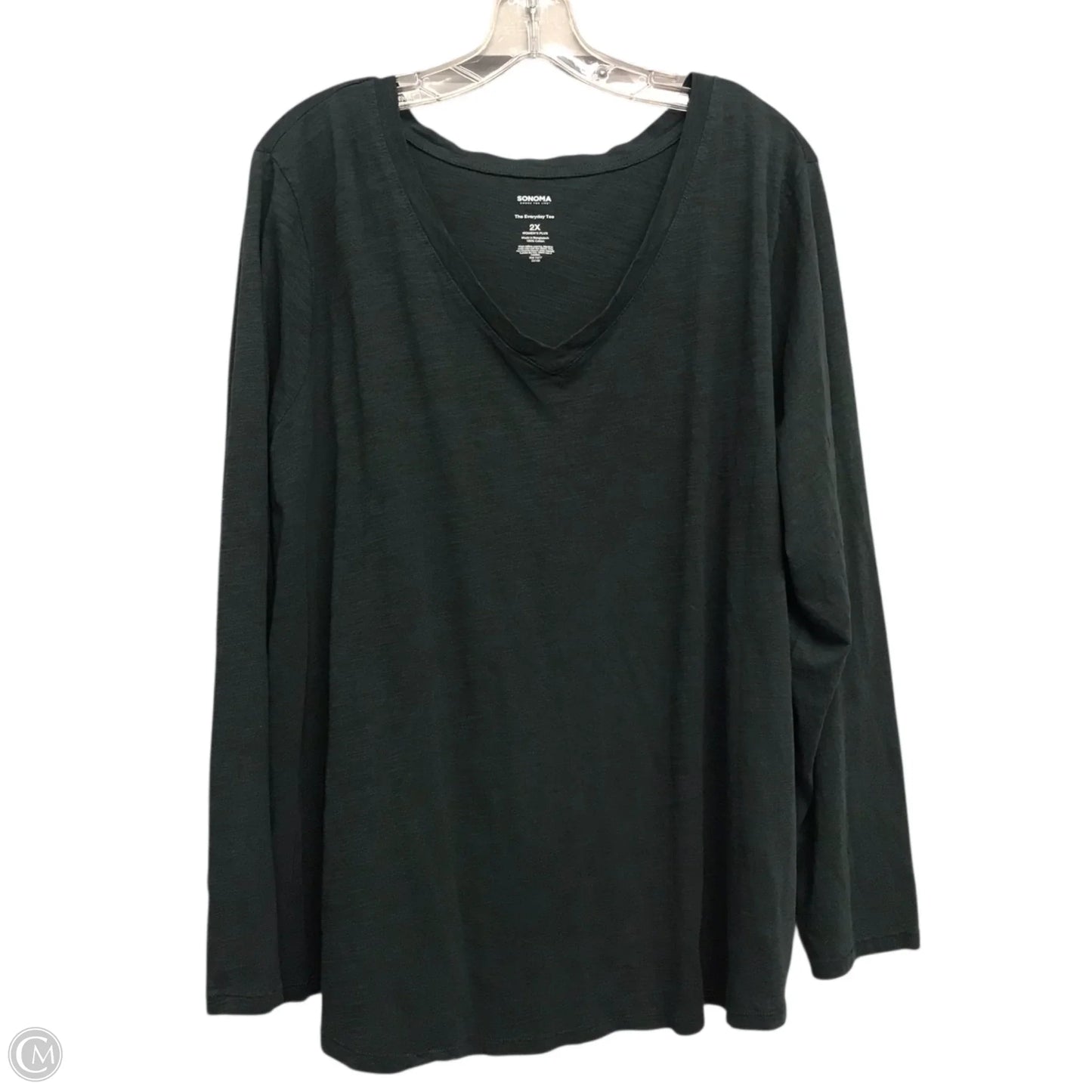 Top Long Sleeve Basic By Sonoma In Green, Size: 2x