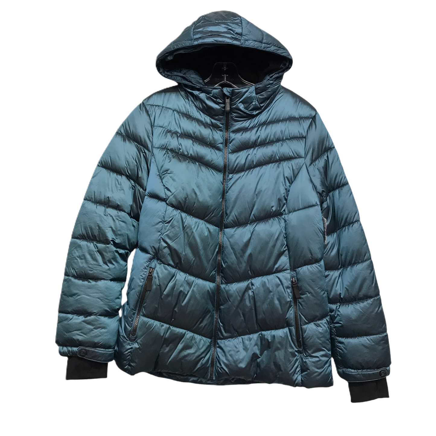 Coat Puffer & Quilted By Exposure In Blue, Size: M