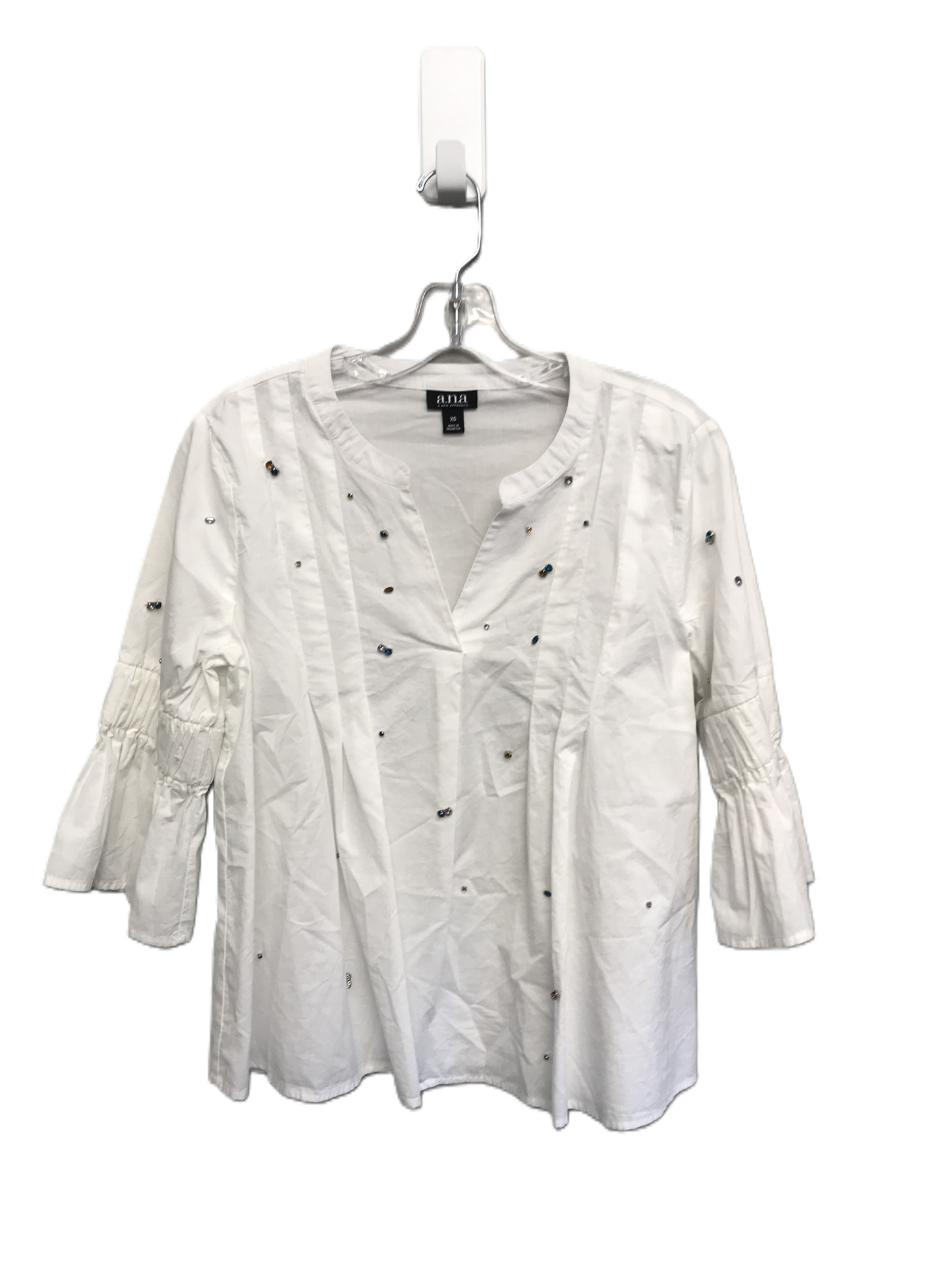 White Top 3/4 Sleeve By Ana, Size: Xs