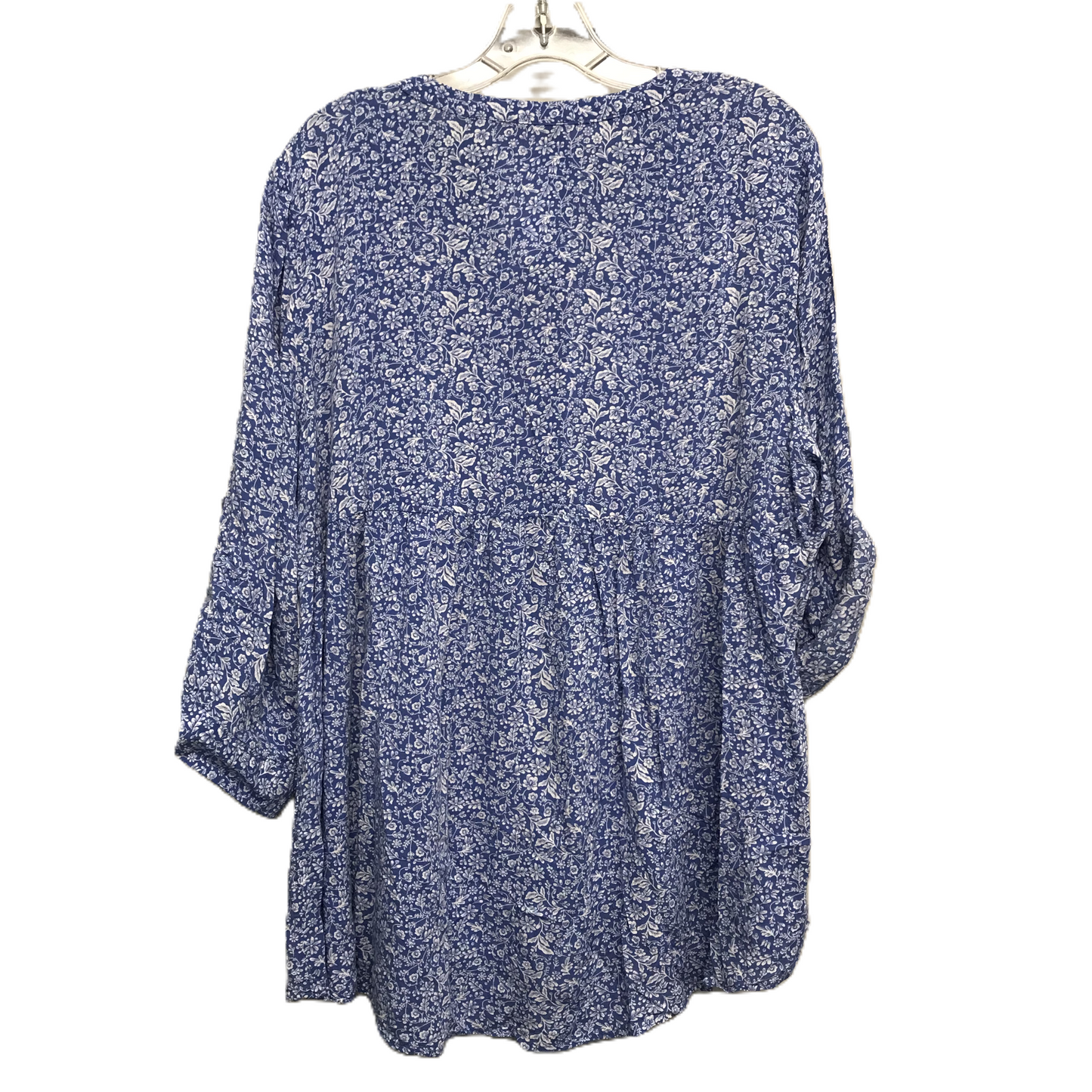 Top 3/4 Sleeve By Cynthia Rowley In Blue & White, Size: 1x