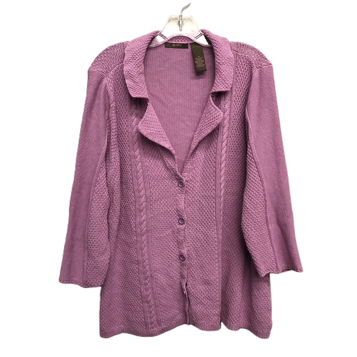 Purple Sweater Cardigan By Heather B, Size: 3x