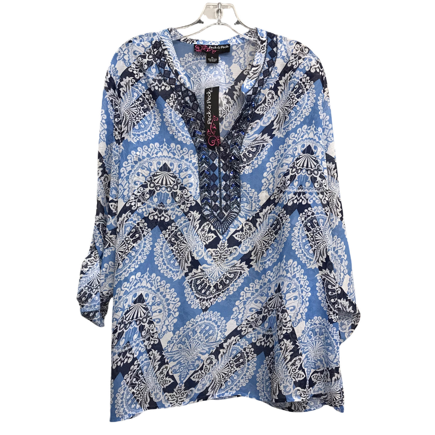 Top Long Sleeve By Peck And Peck In Blue, Size: Xl