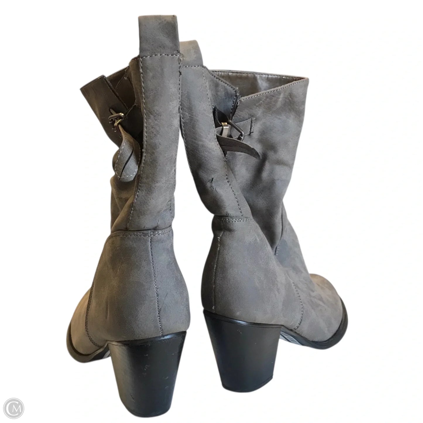 Boots Ankle Heels By Justfab In Grey, Size: 8.5