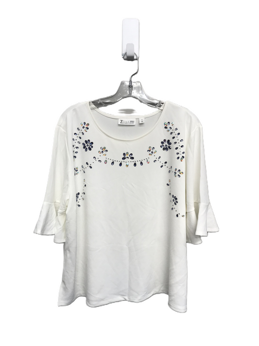 White Top Short Sleeve By New York And Co, Size: Xxl