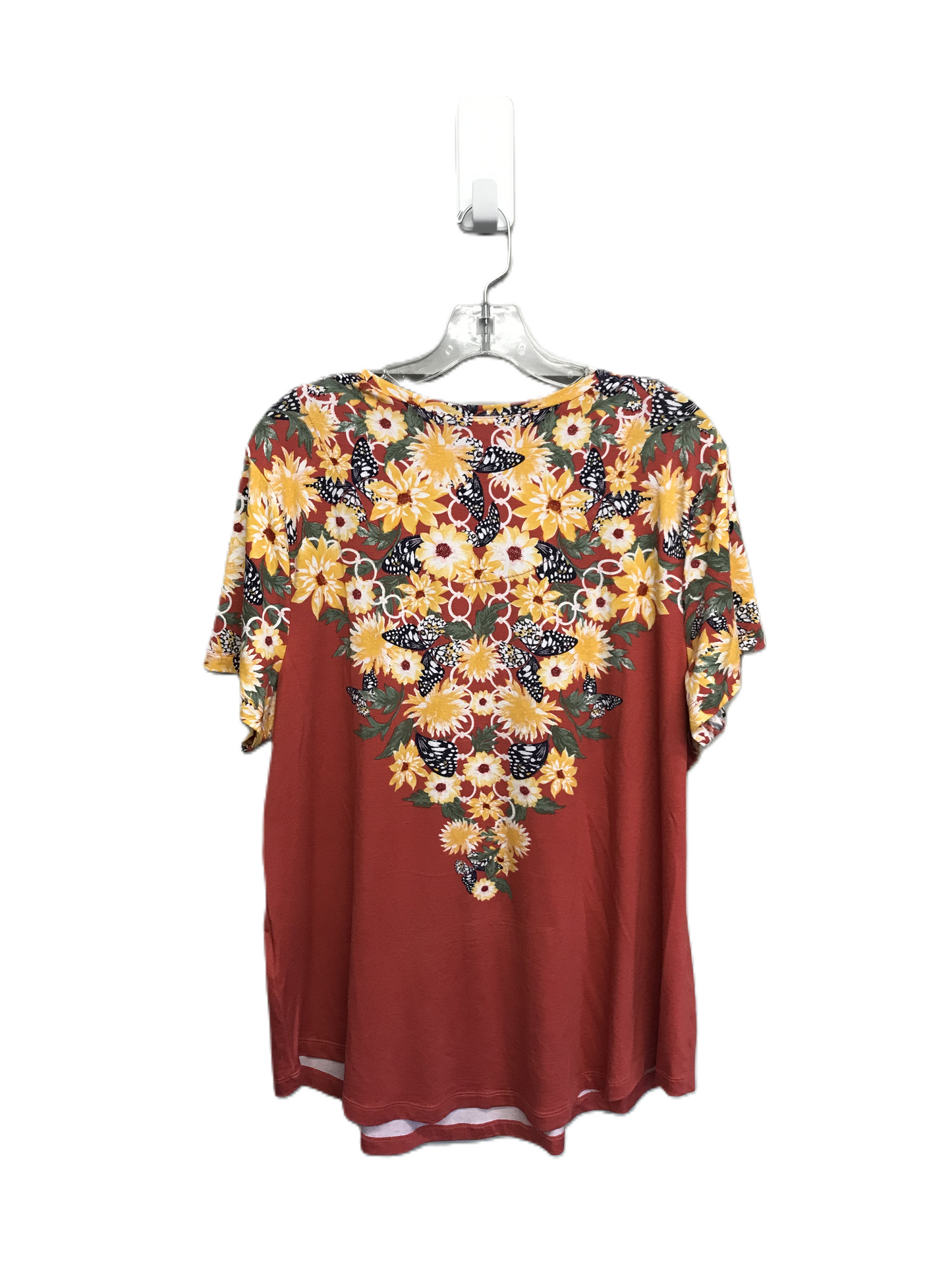 Floral Print Top Short Sleeve By Jm Collections, Size: L