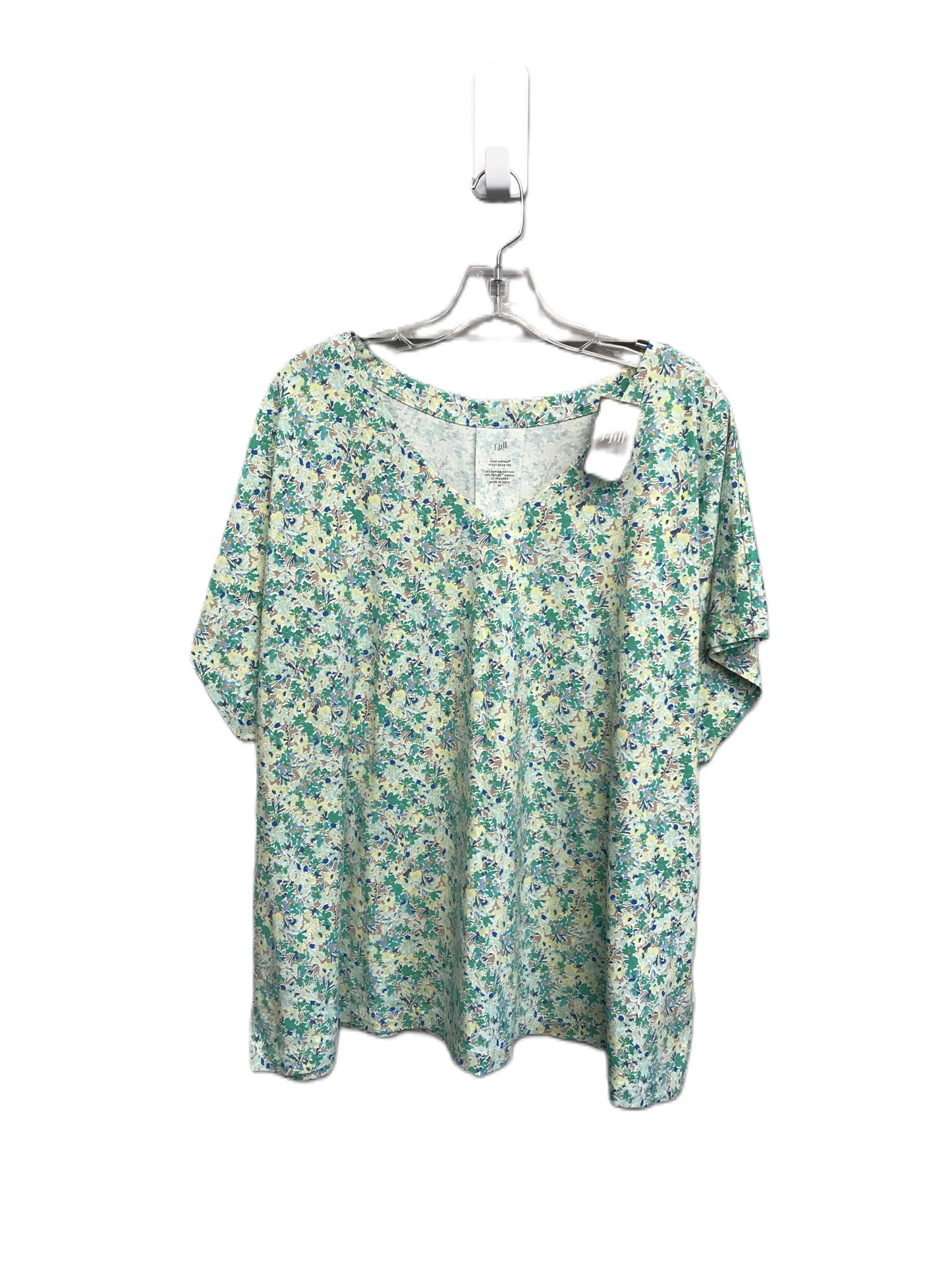 Floral Print Top Short Sleeve Basic By J. Jill, Size: 3x