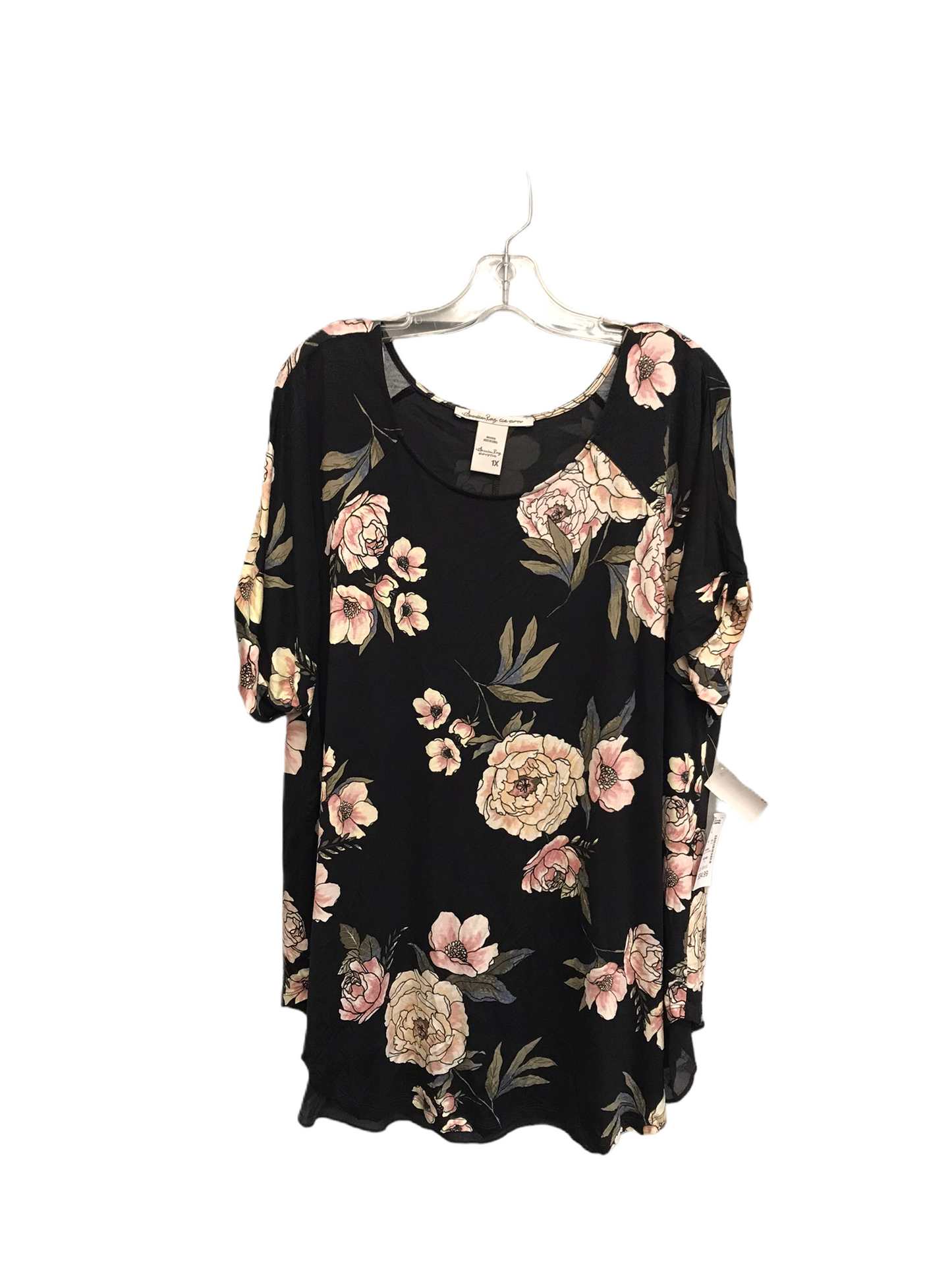 Floral Print Top Short Sleeve By American Rag, Size: 1x