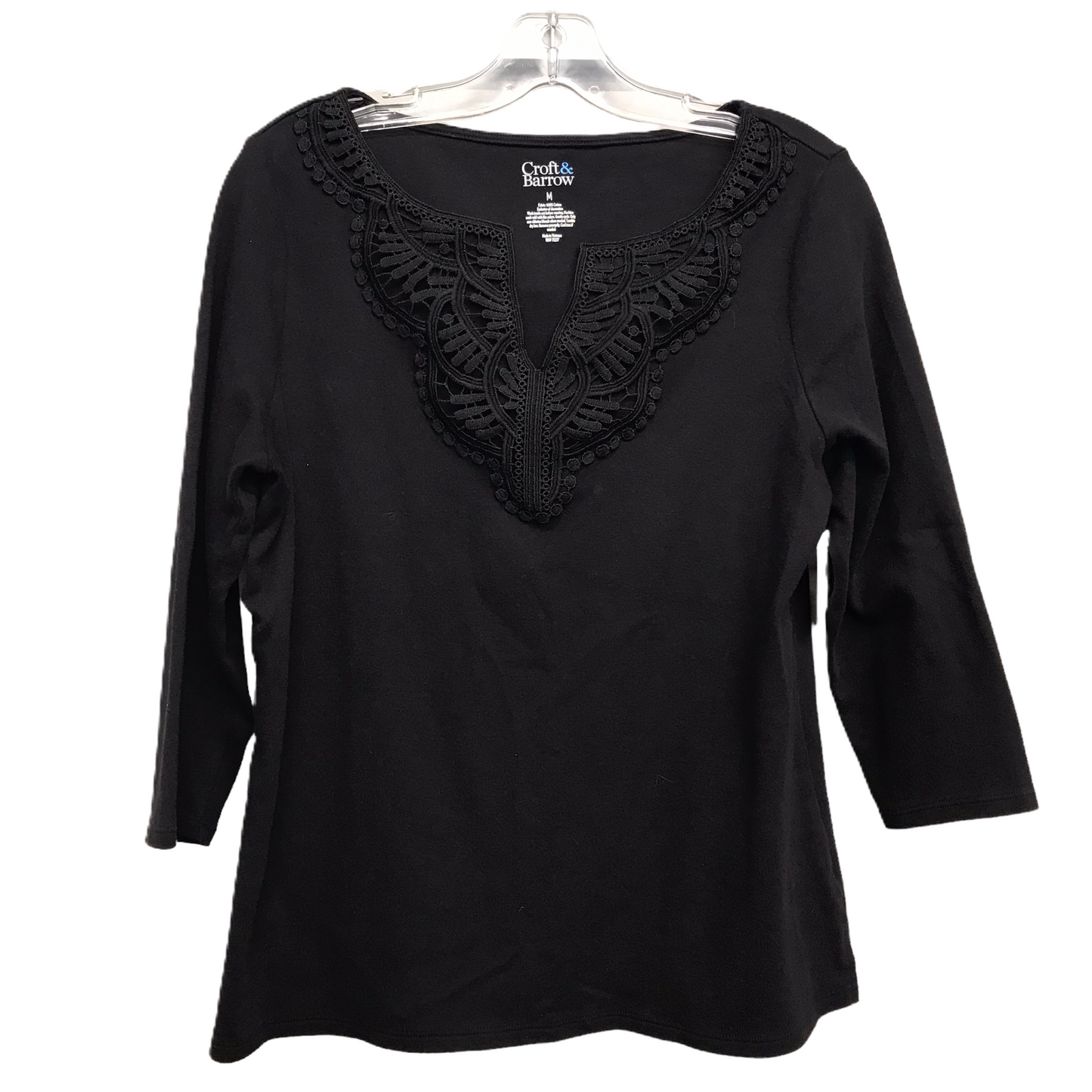 Top 3/4 Sleeve By Croft And Barrow In Black, Size: M