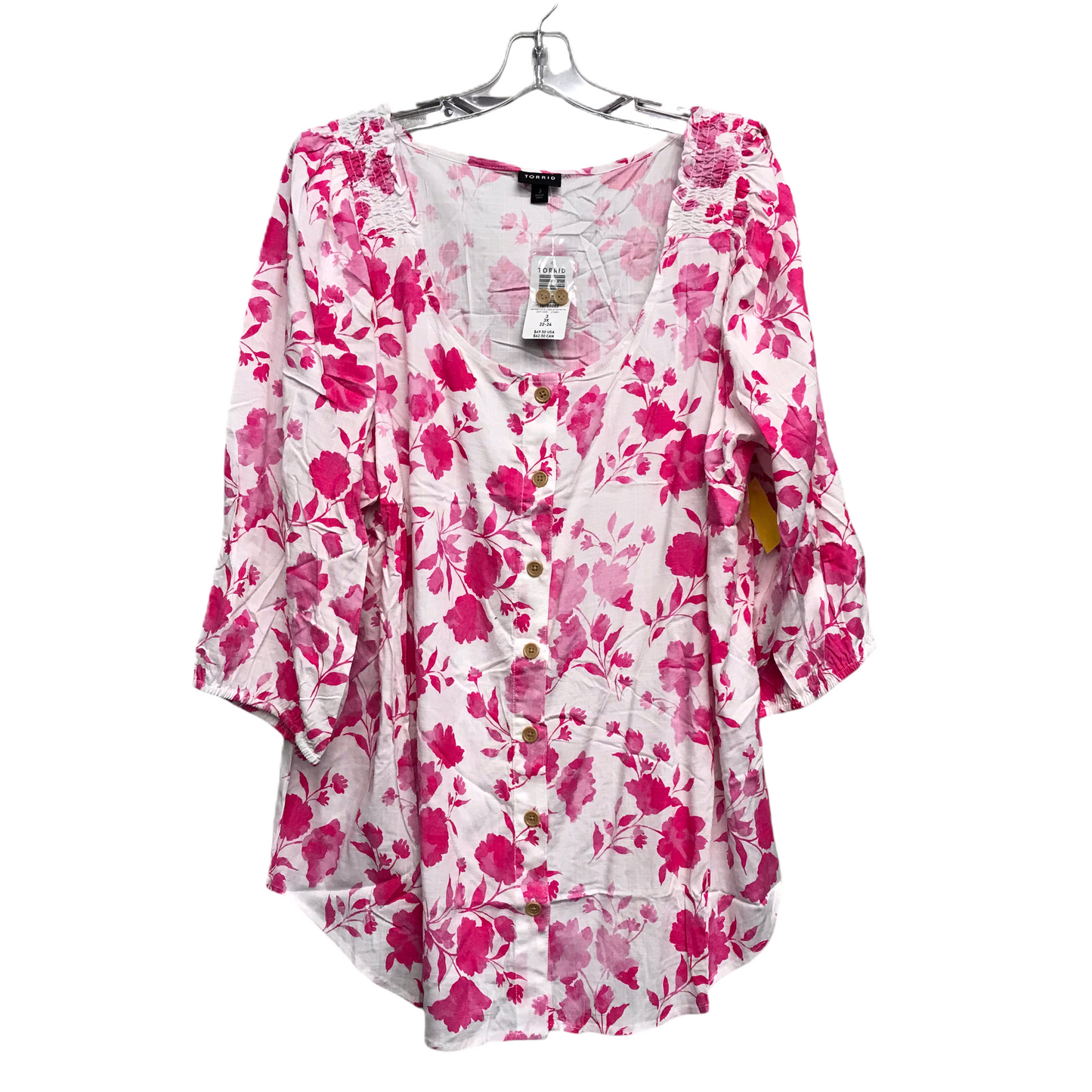 Top 3/4 Sleeve By Torrid In Floral Print, Size: 3x