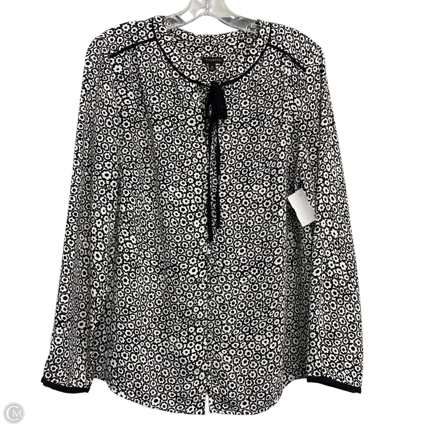 Top Long Sleeve By Talbots In Black & White, Size: M