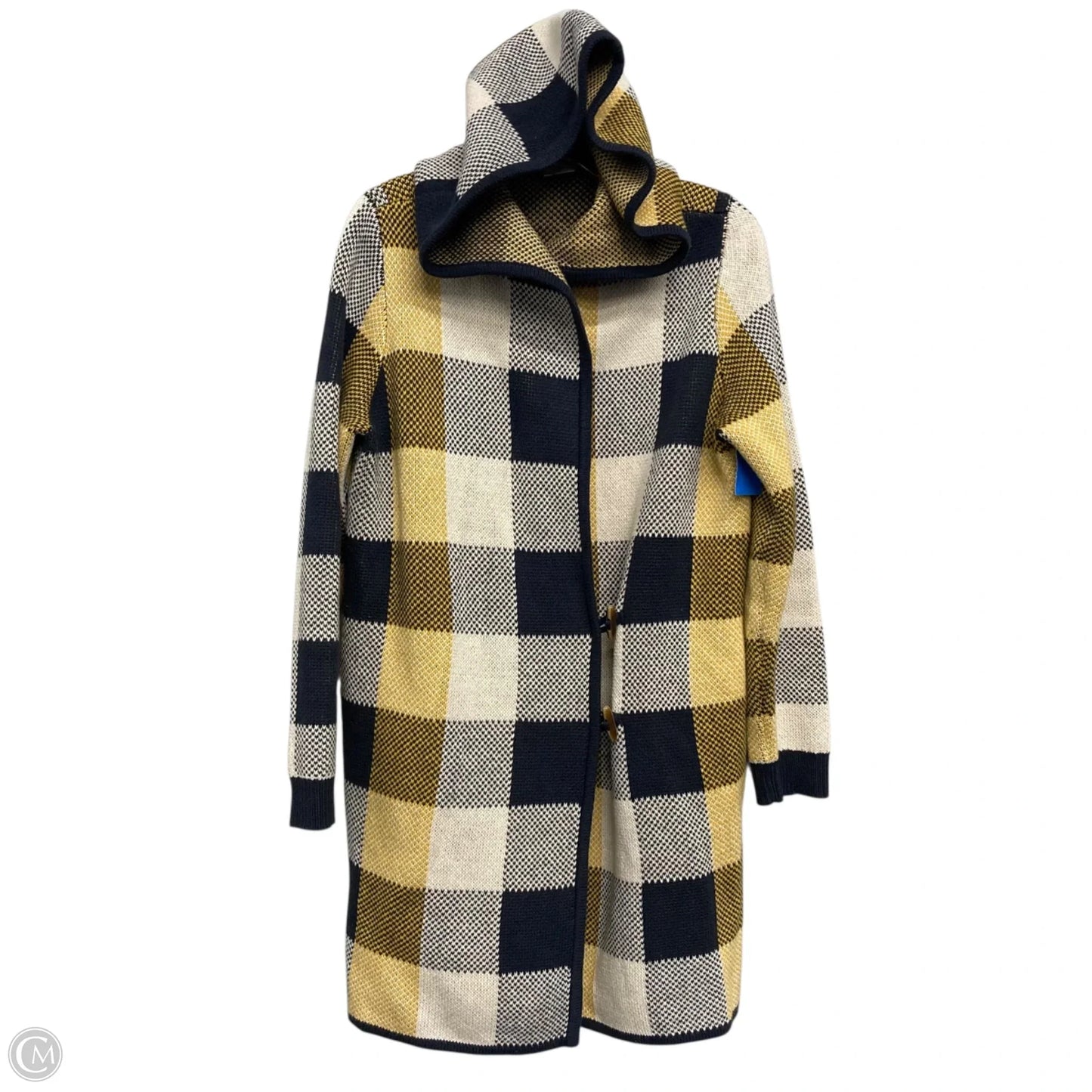 Sweater Cardigan By Cabi In Checkered Pattern, Size: M