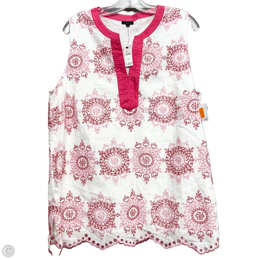 Top Sleeveless By Talbots In Pink & White, Size: Xl