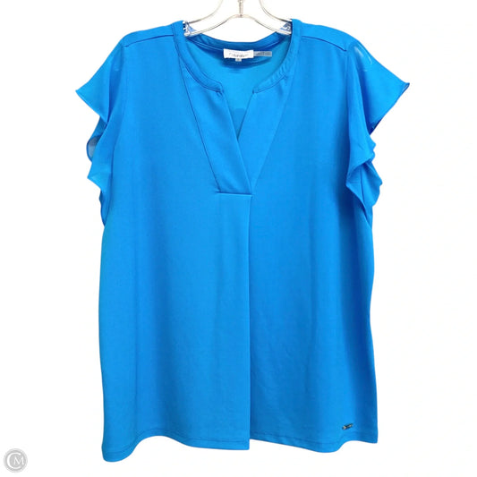 Top Short Sleeve By Calvin Klein In Blue, Size: L