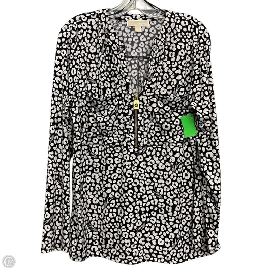Top Long Sleeve By Michael By Michael Kors In Black & White, Size: L