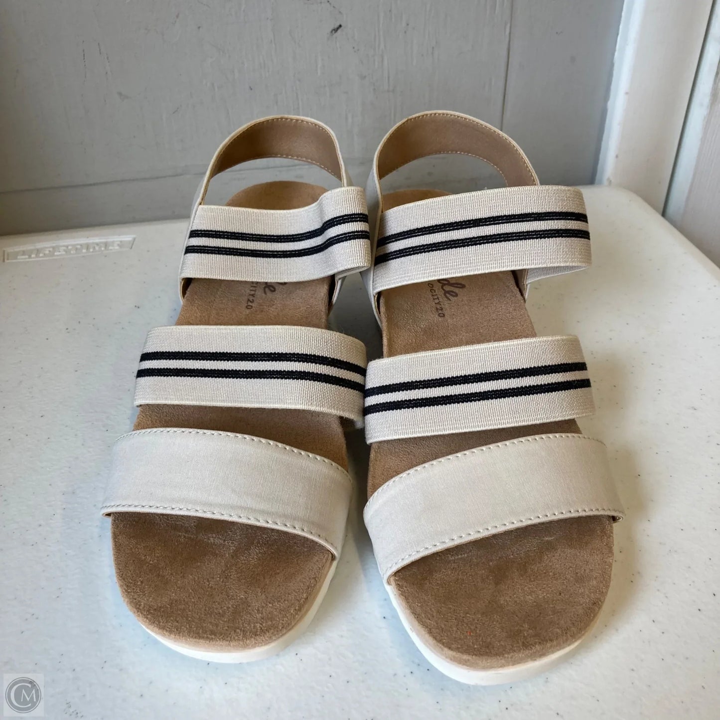 Sandals Heels Wedge By Life Stride In Striped Pattern, Size: 7