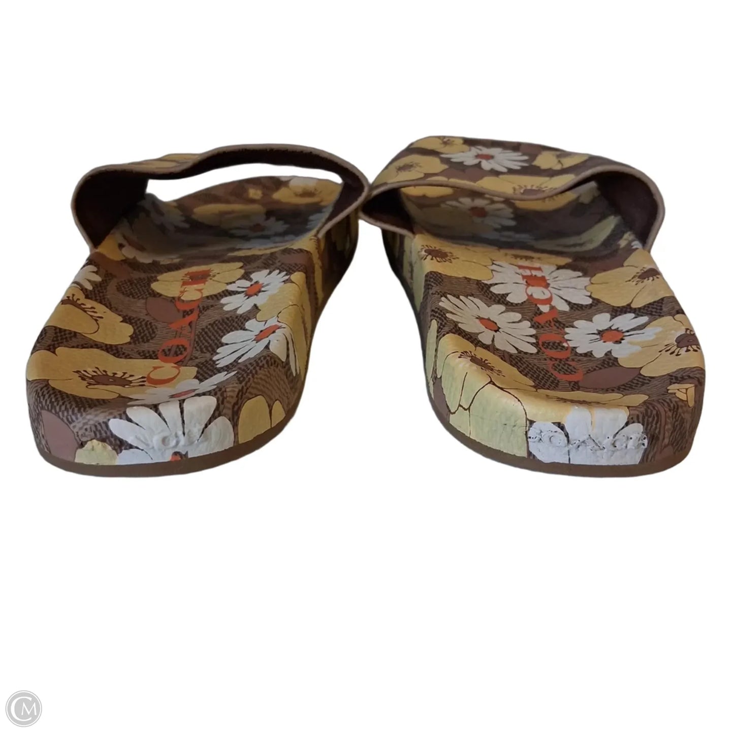 Sandals Designer By Coach In Brown & Yellow, Size: 8
