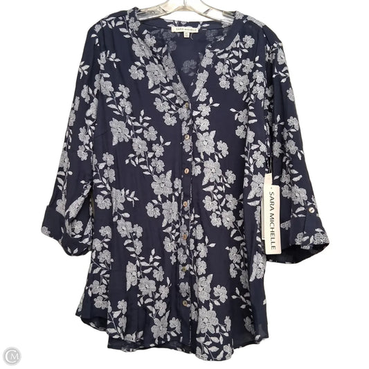 Blouse Long Sleeve By Sara Michelle In Floral Print, Size: 2x
