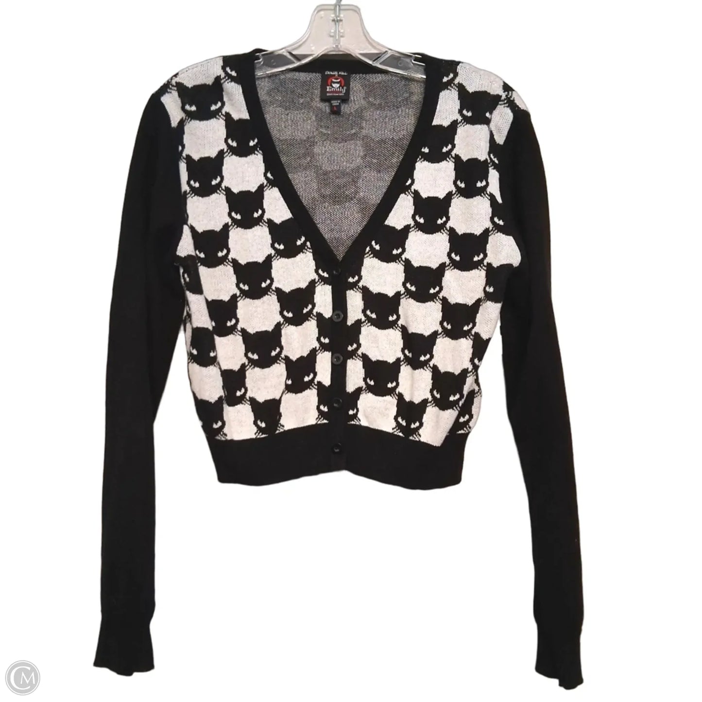Sweater Cardigan By Dolls Kill In Black & White, Size: L