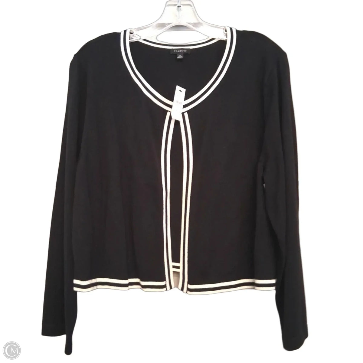 Sweater Cardigan By Talbots In Black & White, Size: Xl