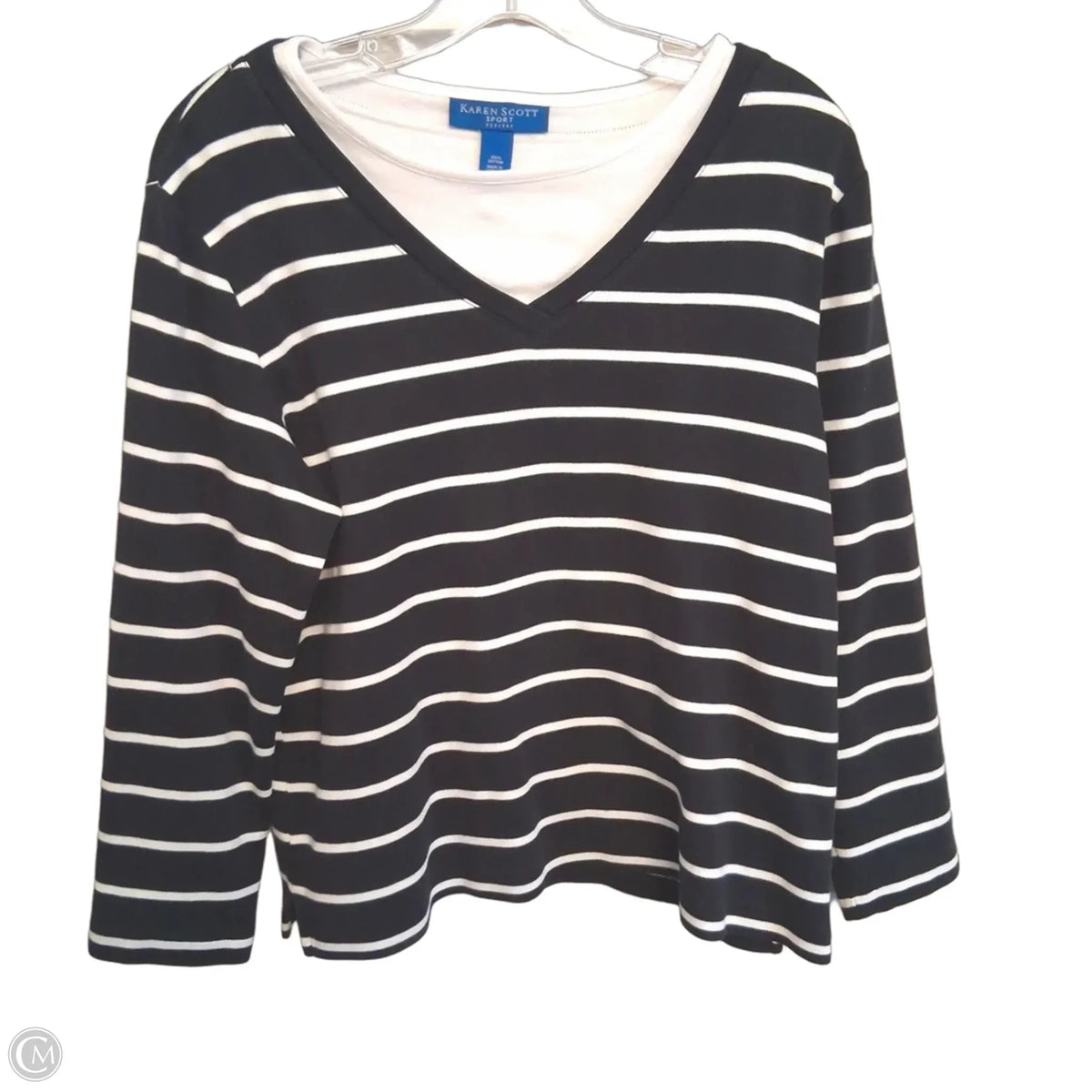 Top Long Sleeve By Karen Scott In Striped Pattern, Size: Lp