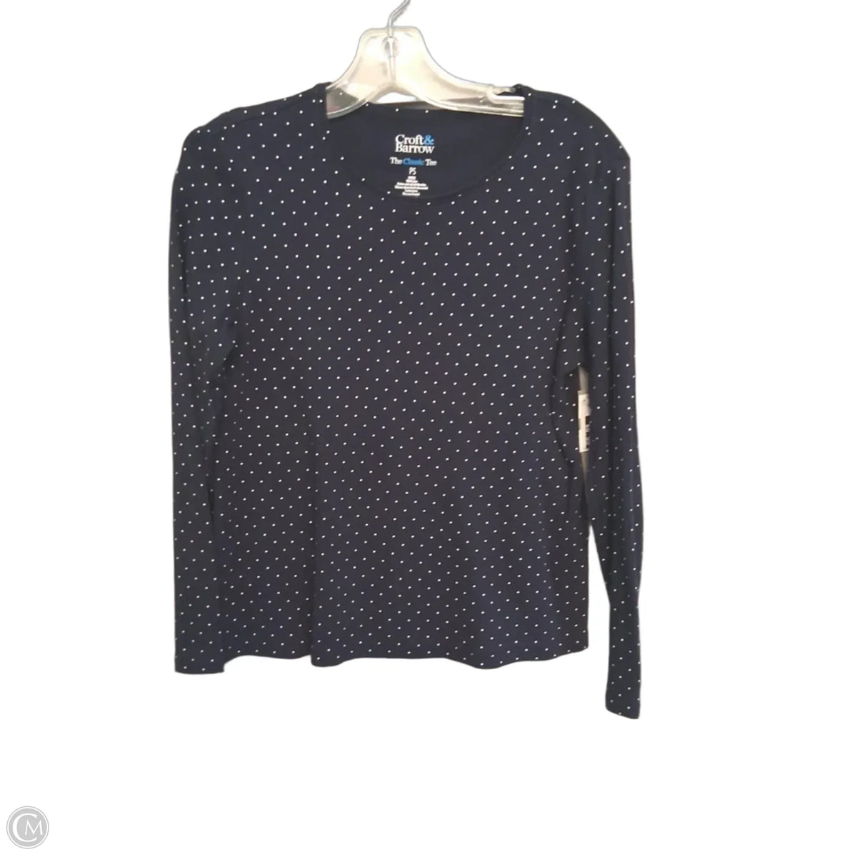 Top Long Sleeve Basic By Croft And Barrow In Polkadot Pattern, Size: Sp