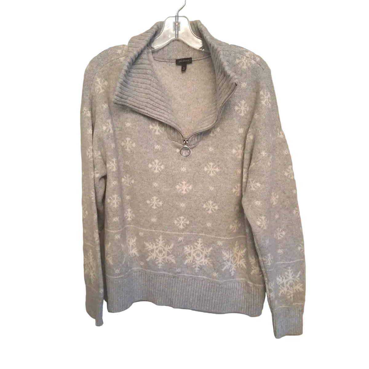 Sweater By Talbots In Grey & White, Size: Xl