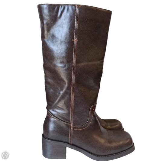 Boots Knee Heels By Adoli Love In Brown, Size: 8