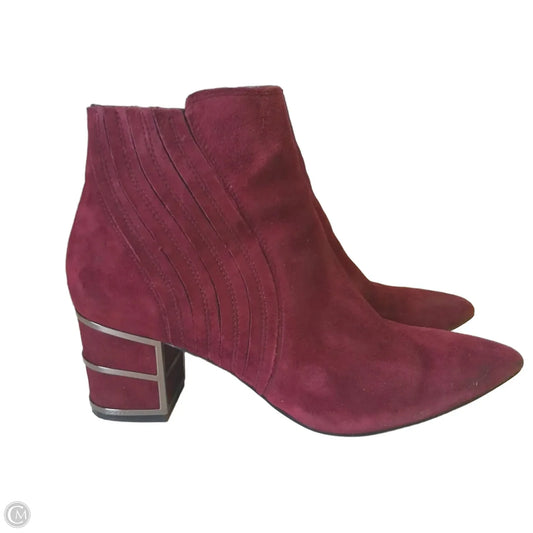 Boots Ankle Heels By Steve Madden In Maroon, Size: 7