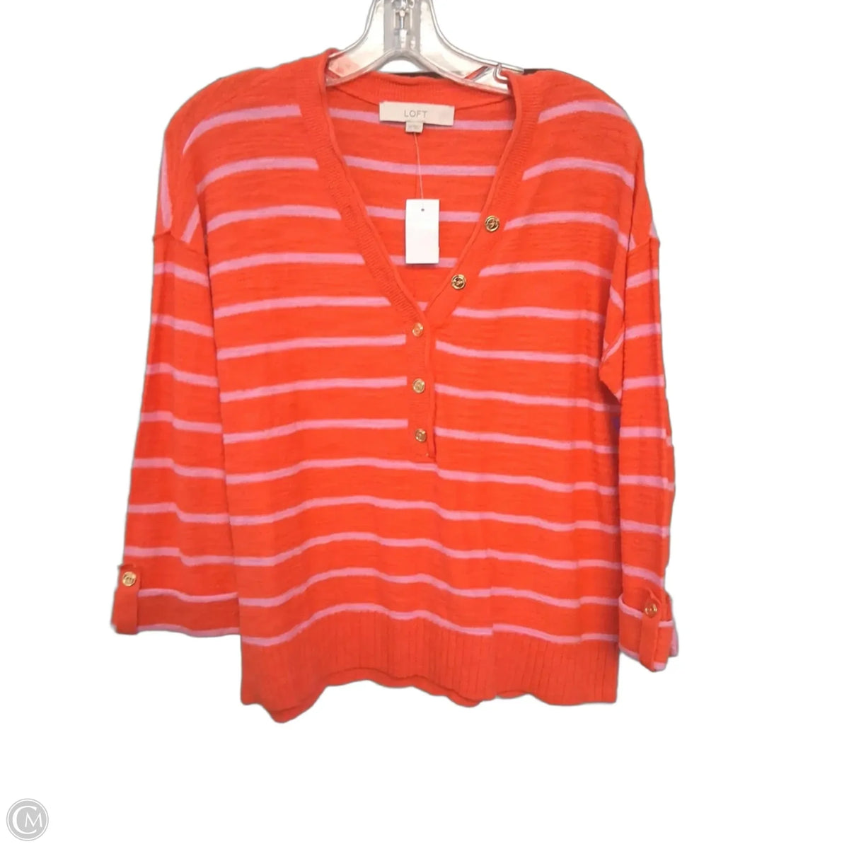 Top Long Sleeve By Loft In Striped Pattern, Size: M