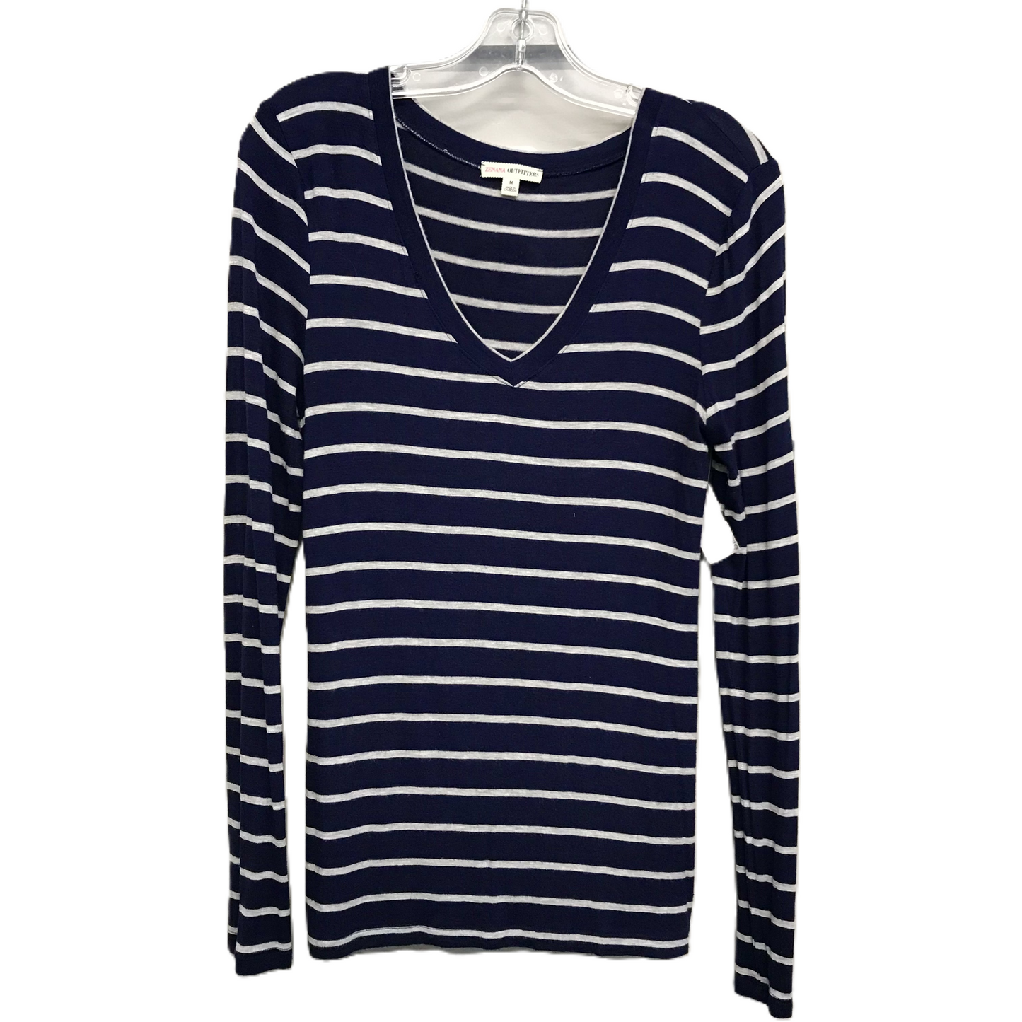 Top Long Sleeve By Zenana Outfitters In Striped Pattern, Size: M