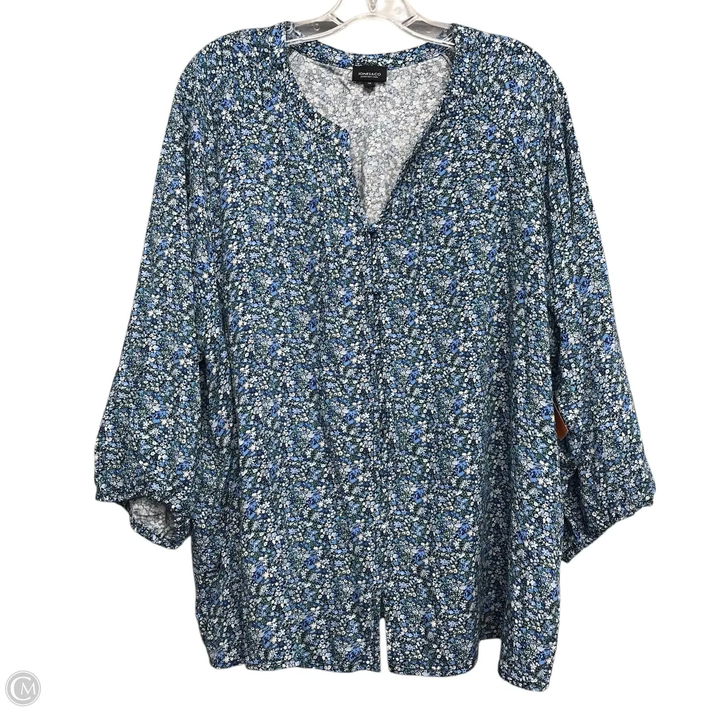 Top Long Sleeve By Jones And Co In Floral Print, Size: 1x