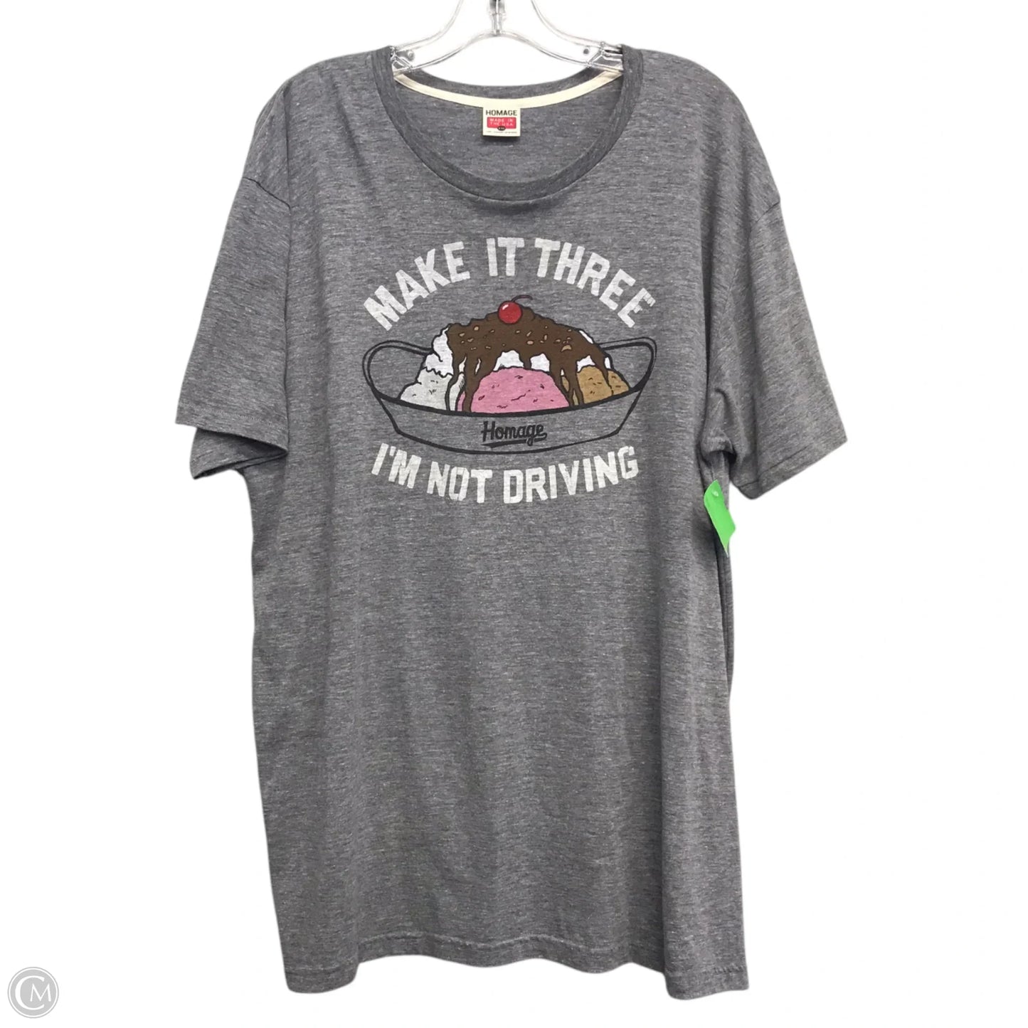 Top Short Sleeve By Homage In Grey, Size: 1x