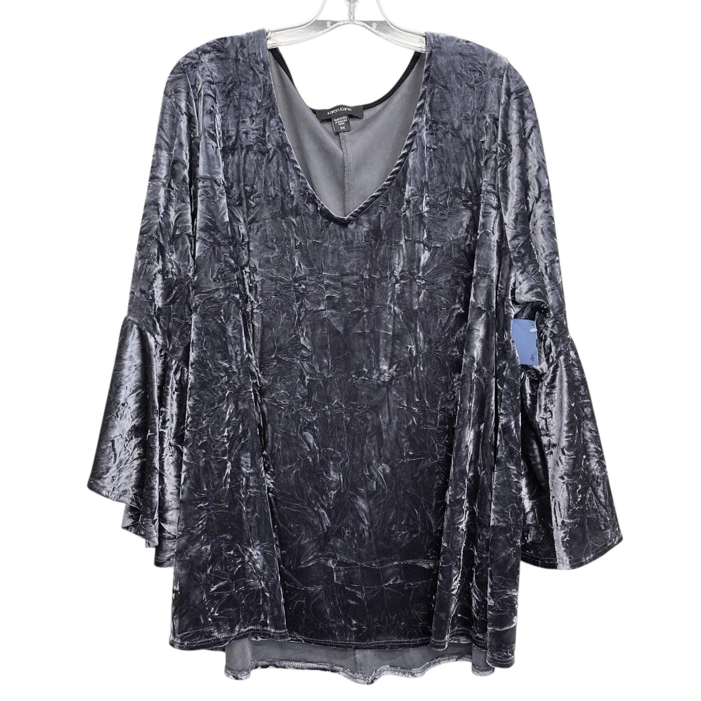 Top 3/4 Sleeve By Karen Kane In Grey, Size:3X