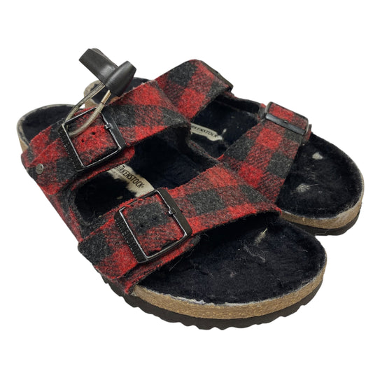 Sandals Flats By Birkenstock In Black & Red, Size:10