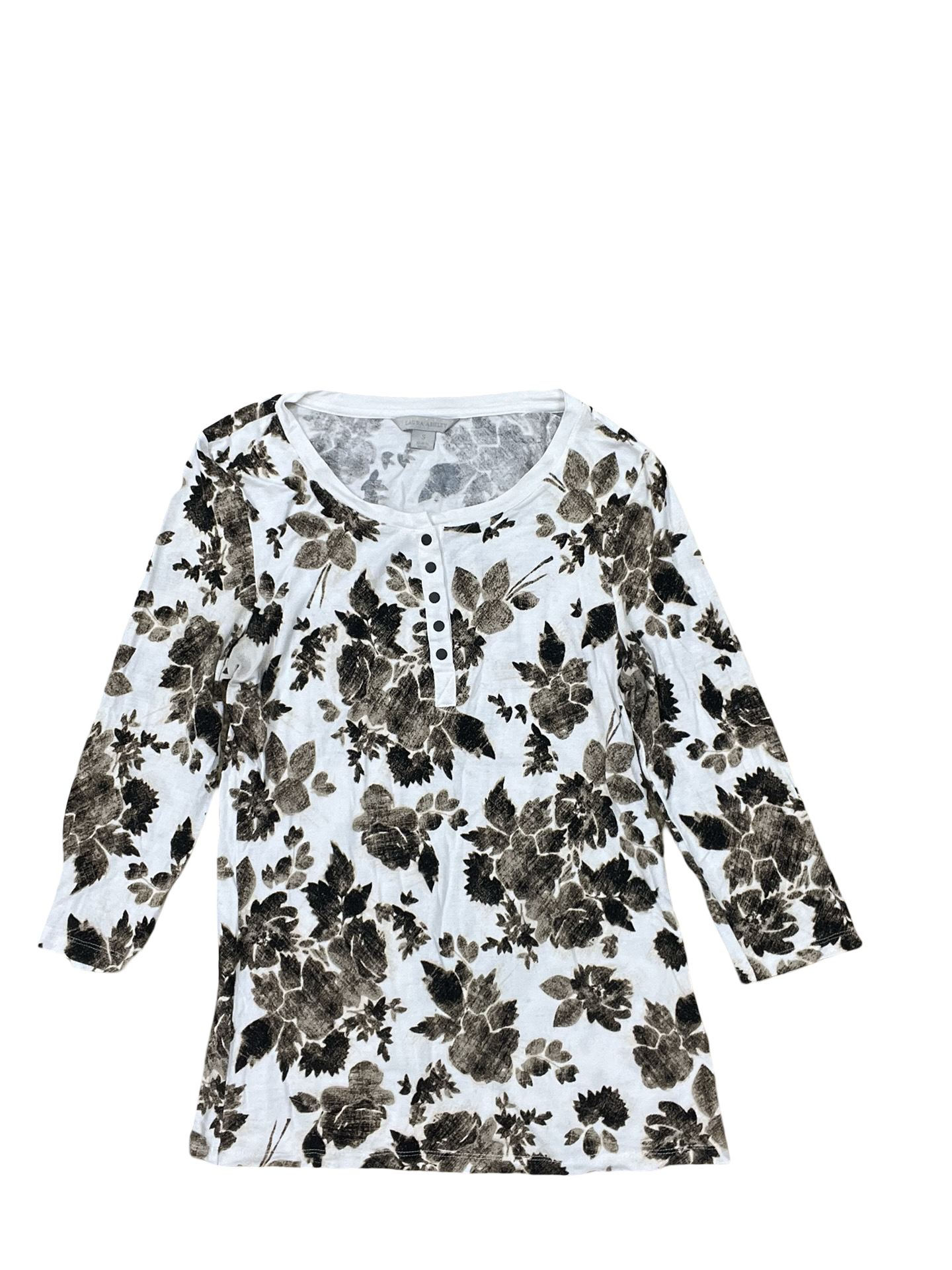 Top Ls By Laura Ashley In Tan & White, Size:S