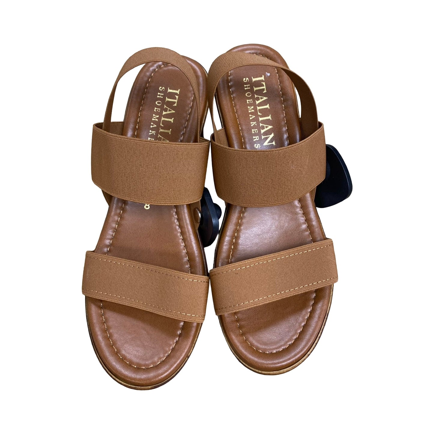 Sandals Heels Wedge By Italian Shoemakers In Brown, Size:8