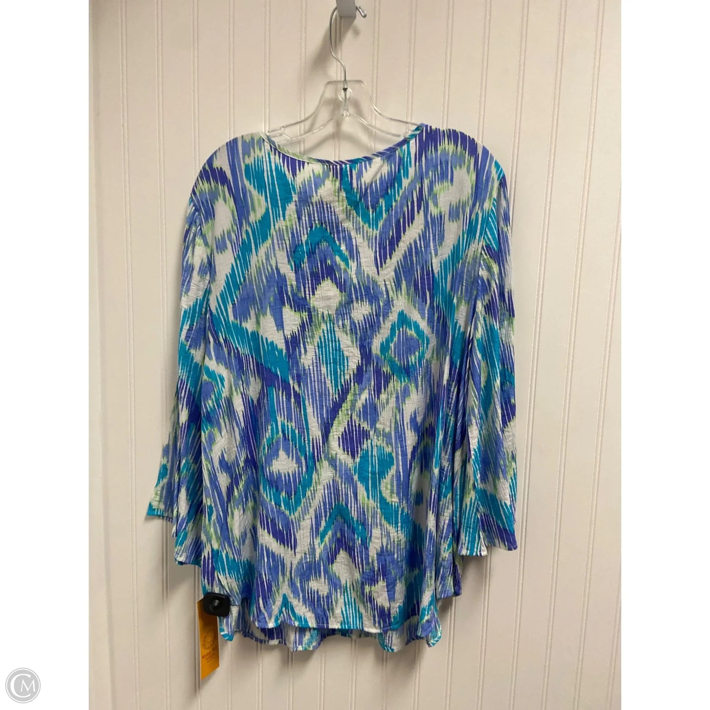 Top Long Sleeve By Ruby Rd In Blue & White, Size: 1x