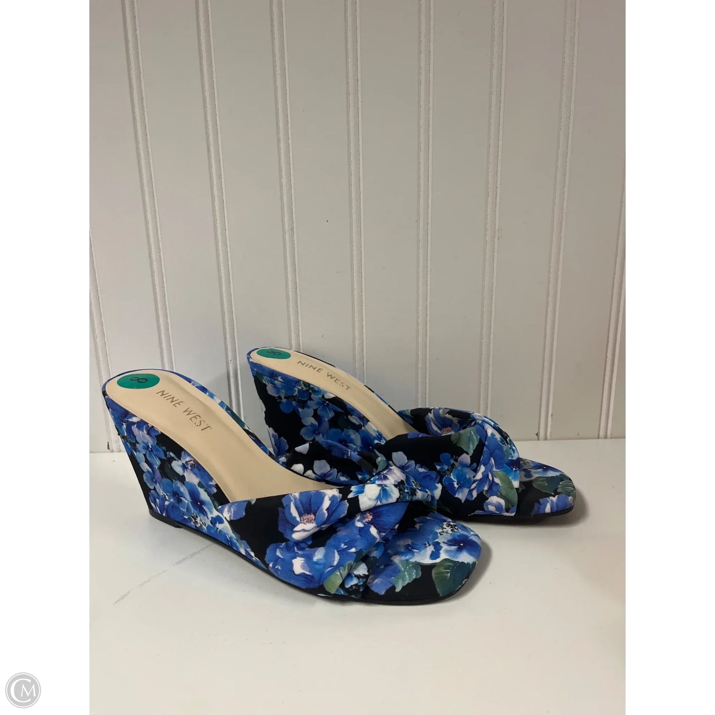 Shoes Heels Wedge By Nine West In Black & Blue, Size: 8