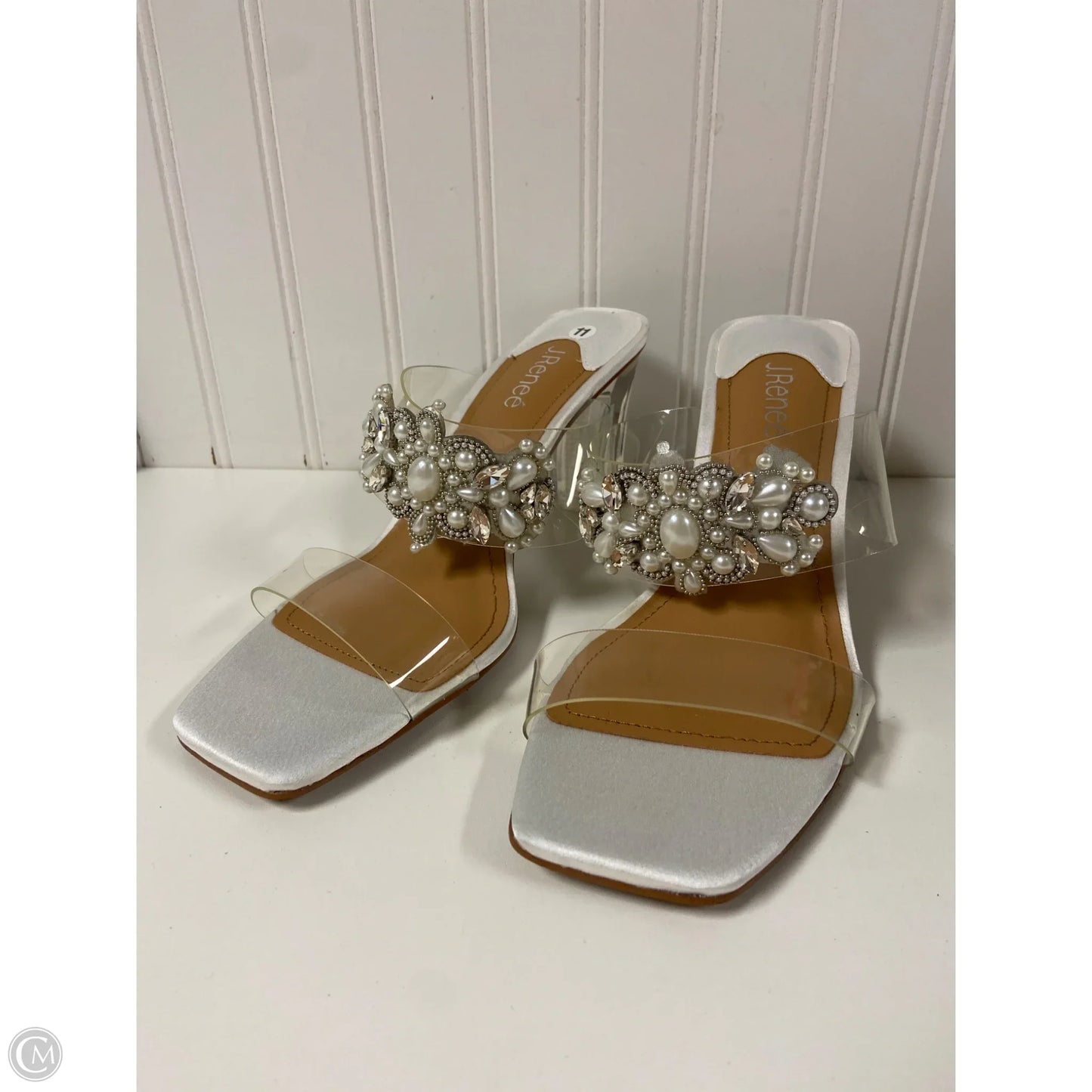 Sandals Heels Block By J Renee In White, Size: 11